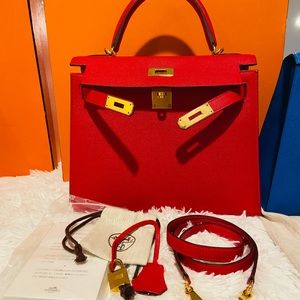 Kelly 28 rouge casaque ghw stamp C